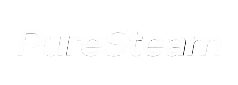 PureSteam logo on a black background